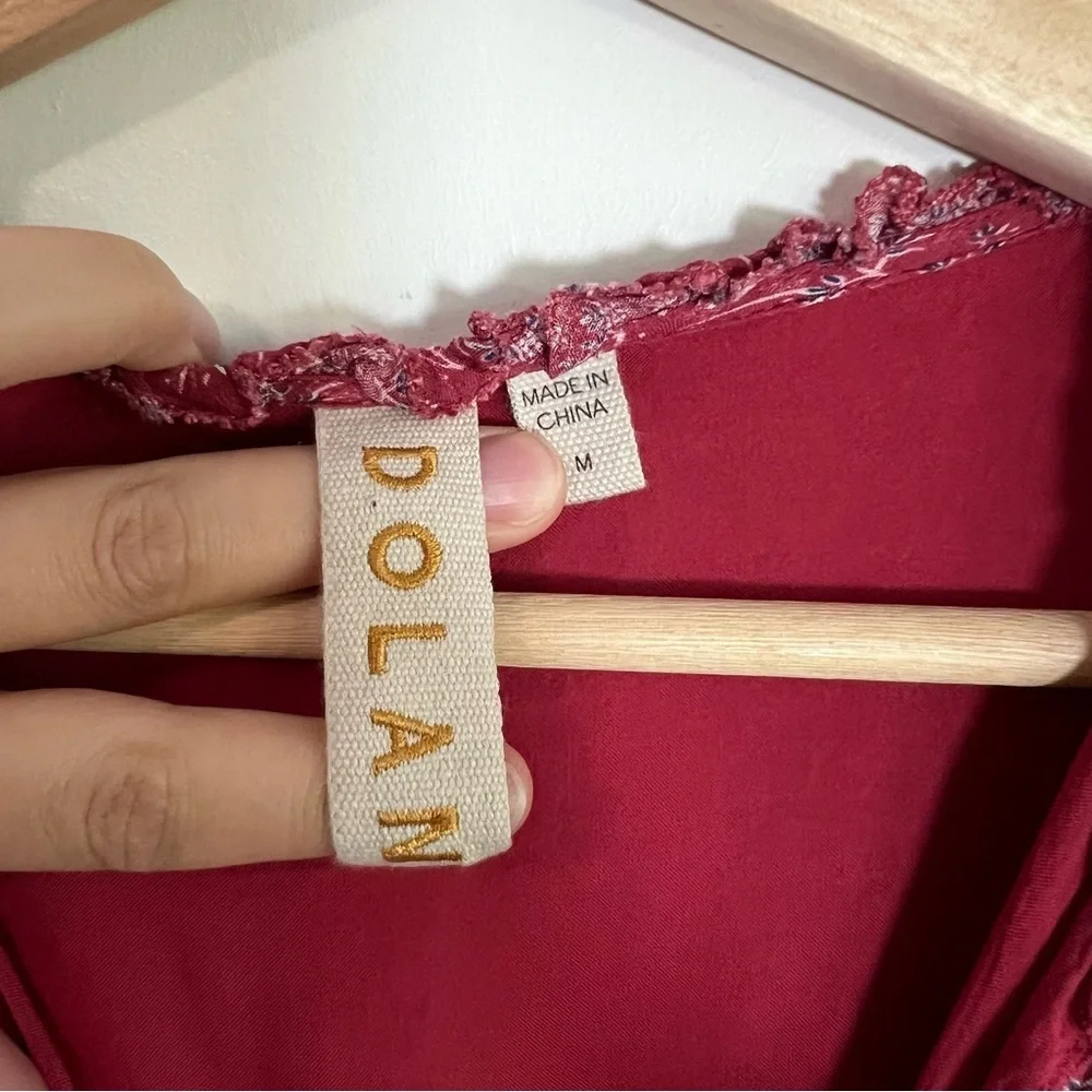 DOLAN Tassel Tie Maxi Dress in Raspberry Laurel Long Sleeve Boho,‎ Size Medium